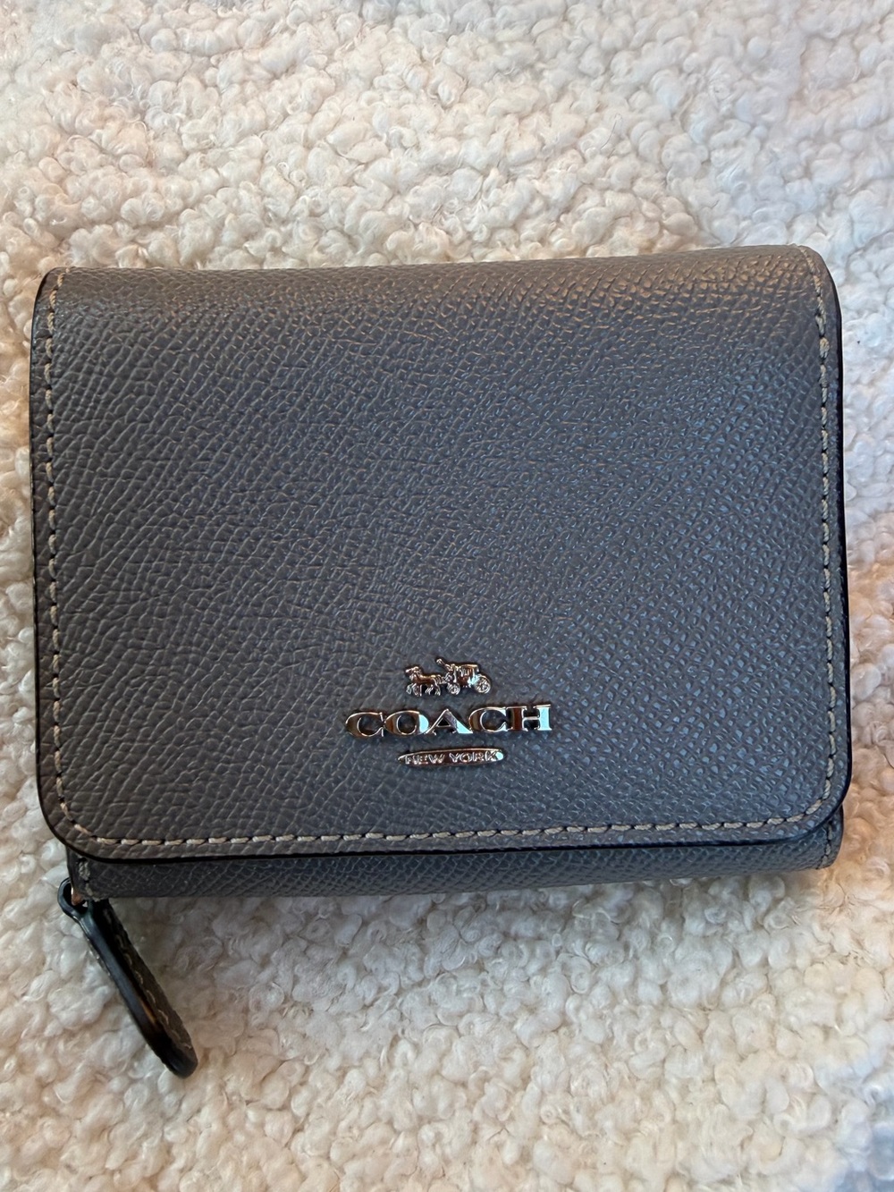 Coach Small Leather Wallet - Gray with Silver Logo